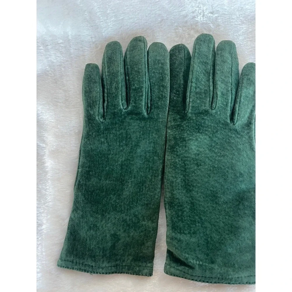 Suede Gloves Forest Green Lined Med Dark Academia Vintage MCM Forestcore Classic